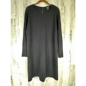 Ronen Chen Dress Size 4 Black Textured Long Sleeve Scoop Neck Minimalist READ